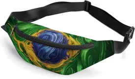 Green Brazil Flag Psychedelic Fashionable And Exquisite Waist Bag with Large Capacity