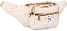 Hemp Fanny Pack For Men & Women,Adjustable Waist and Multiple Pockets,Waist Bag & for all purpose (Off White)