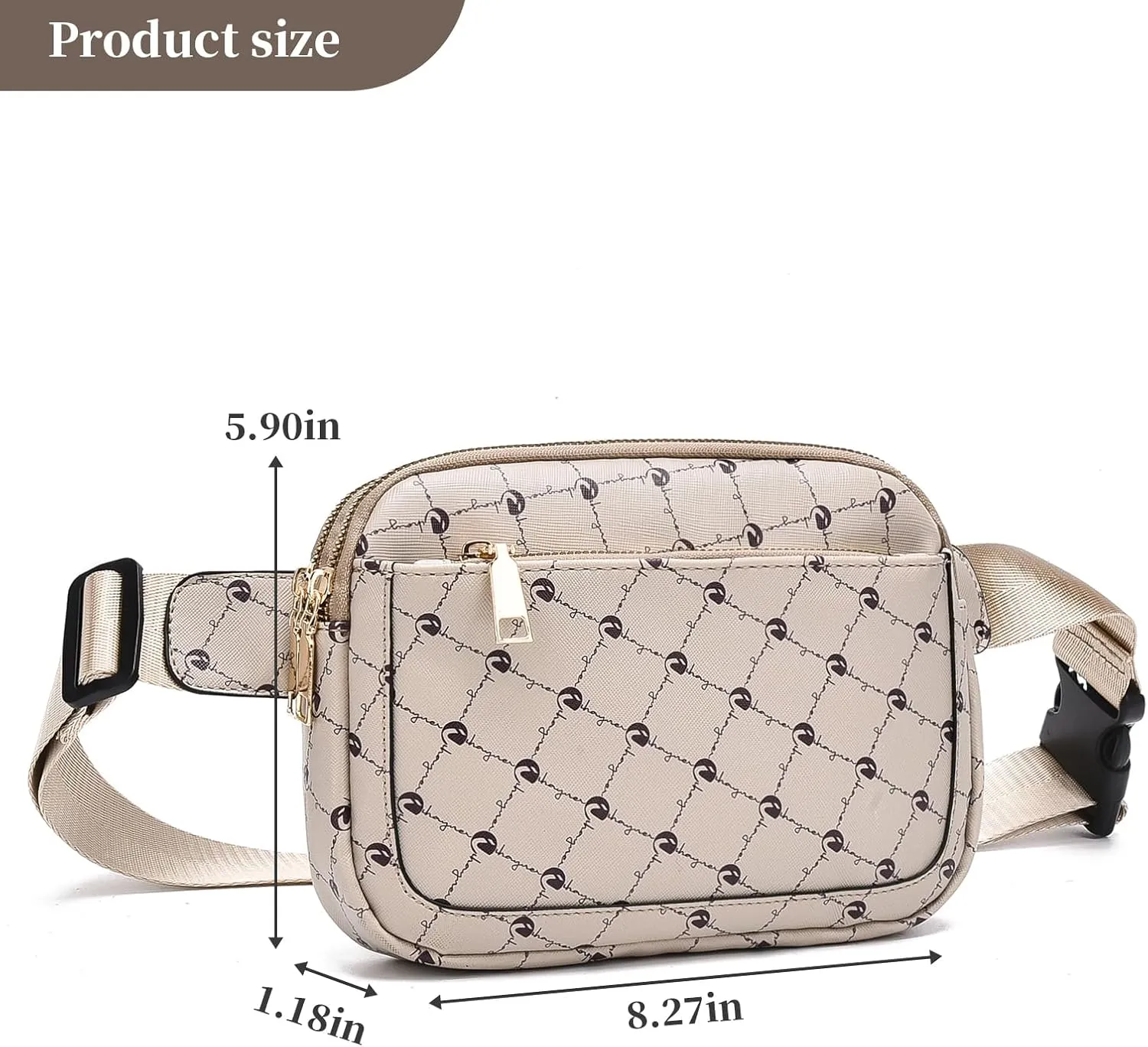 I IHAYNER Cross Body Fanny Pack for Women Fashion Waist Pack Belt Bag for Running Hiking Travel with Adjustable Strap Coffee