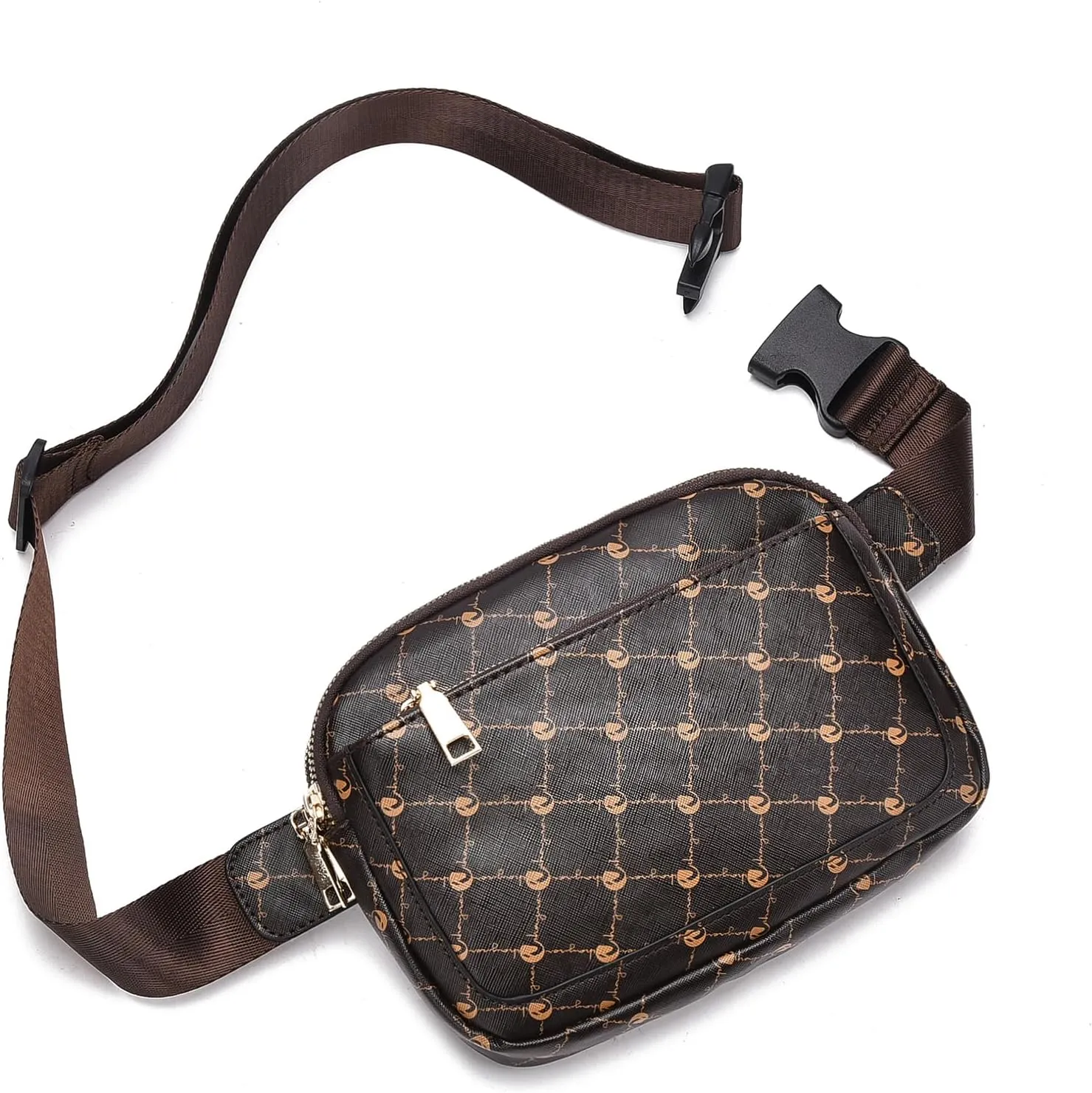 I IHAYNER Cross Body Fanny Pack for Women Fashion Waist Pack Belt Bag for Running Hiking Travel with Adjustable Strap Coffee