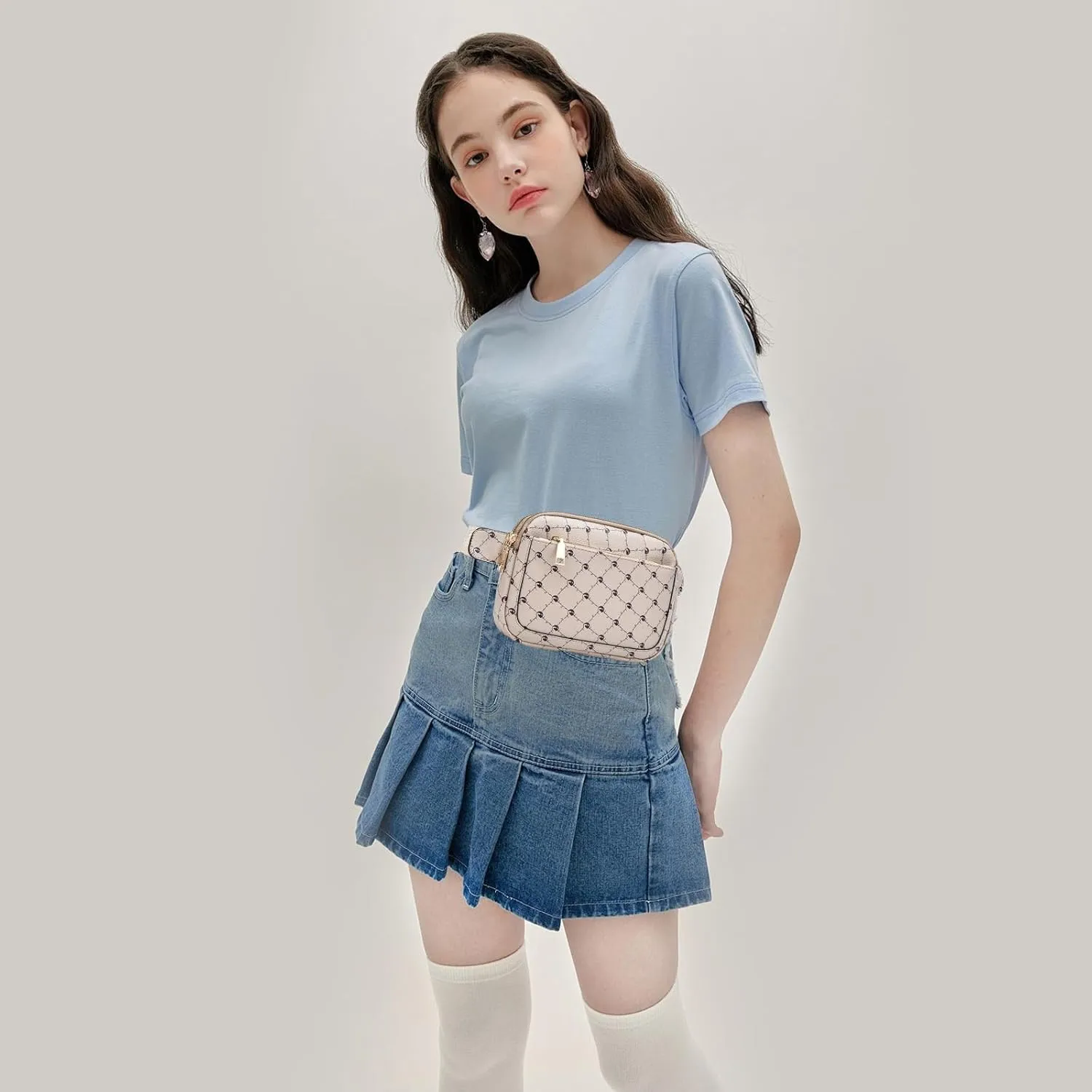 I IHAYNER Cross Body Fanny Pack for Women Fashion Waist Pack Belt Bag for Running Hiking Travel with Adjustable Strap Coffee