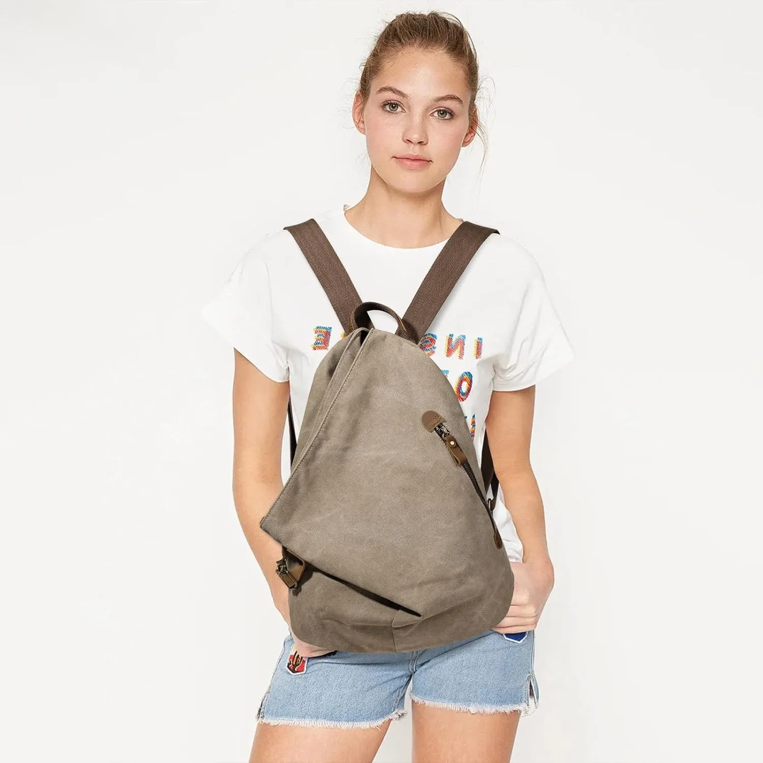 KL928 Canvas Vintage Backpack  Large Casual Daypack Outdoor Travel Rucksack Hiking Backpacks for Men Women