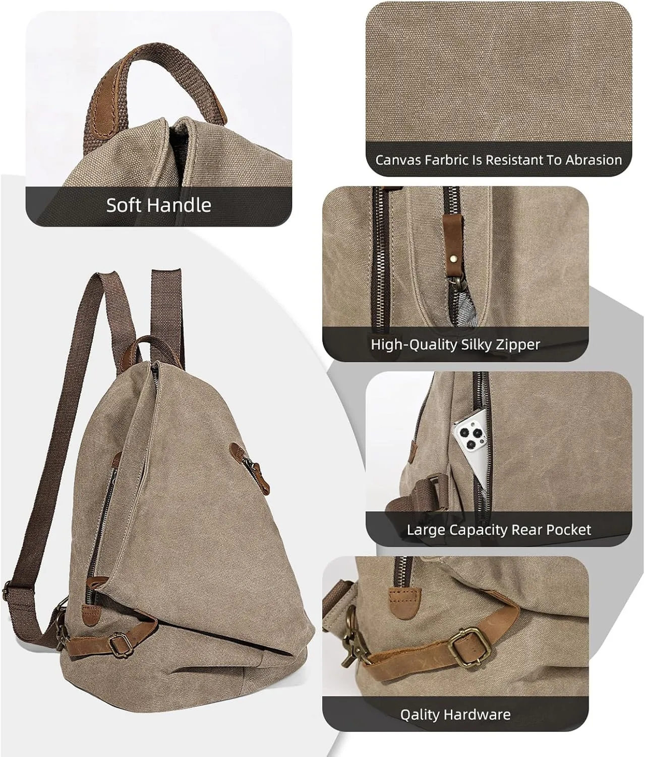 KL928 Canvas Vintage Backpack  Large Casual Daypack Outdoor Travel Rucksack Hiking Backpacks for Men Women