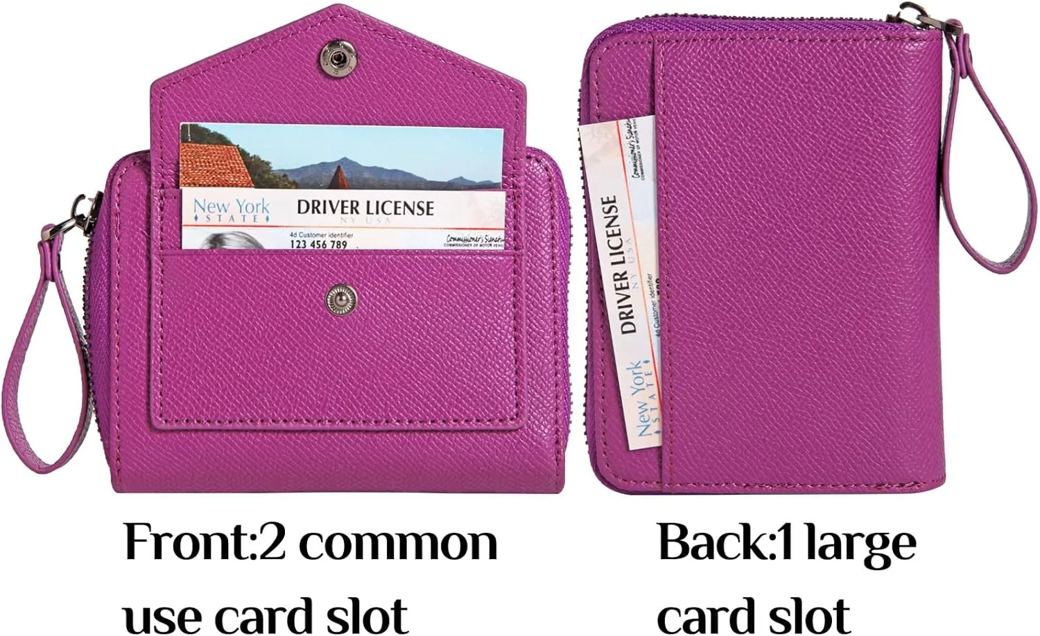 Leather Small RFID Blocking Bifold Zipper Around Wallets With ID Window Wristlet Coin Pocket For Women