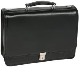 McKlein, I Series, River North, Full Grain Cashmere Napa Leather, 15" Leather Triple Compartment Laptop Briefcase, Black (43555)