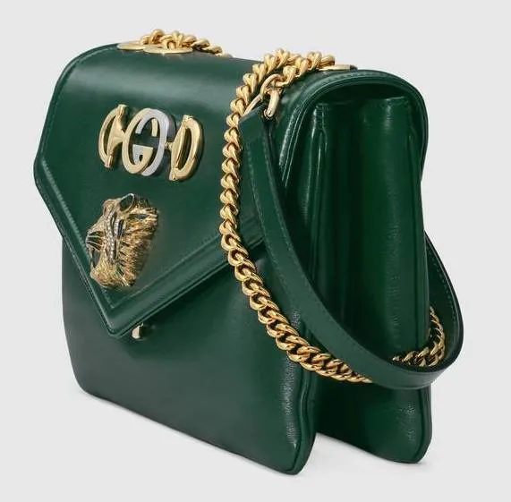 Medium Shoulder Bag with Tiger Head - Black, Red, Green, White