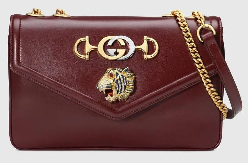 Medium Shoulder Bag with Tiger Head - Black, Red, Green, White