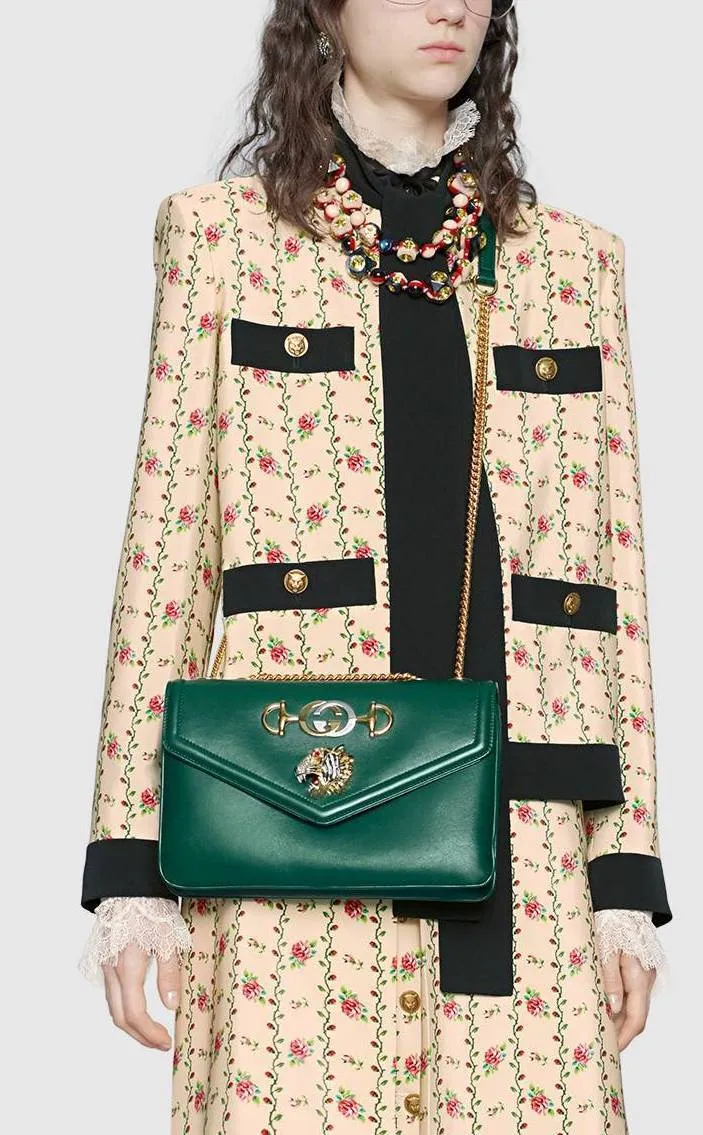 Medium Shoulder Bag with Tiger Head - Black, Red, Green, White
