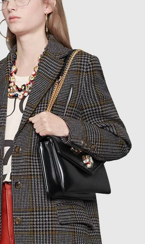 Medium Shoulder Bag with Tiger Head - Black, Red, Green, White