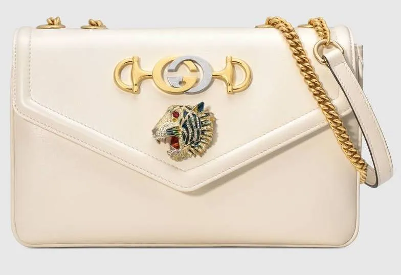 Medium Shoulder Bag with Tiger Head - Black, Red, Green, White
