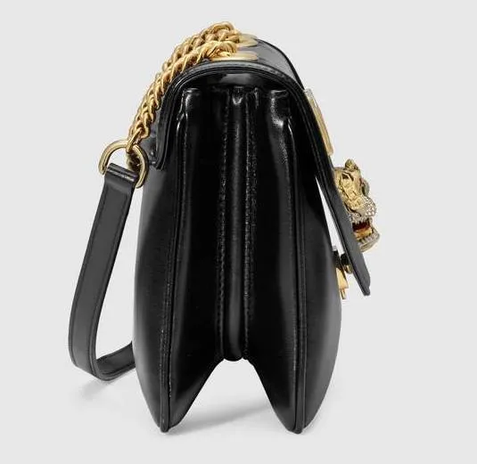 Medium Shoulder Bag with Tiger Head - Black, Red, Green, White