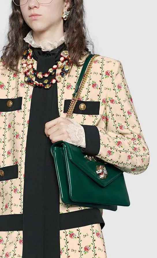 Medium Shoulder Bag with Tiger Head - Black, Red, Green, White