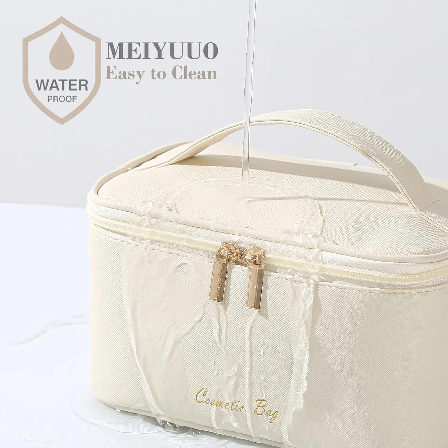 Meiyuuo Makeup Bag Cosmetic Bags for Women Ladies Zipper Pouch Makeup Organizer PU Leather Waterproof