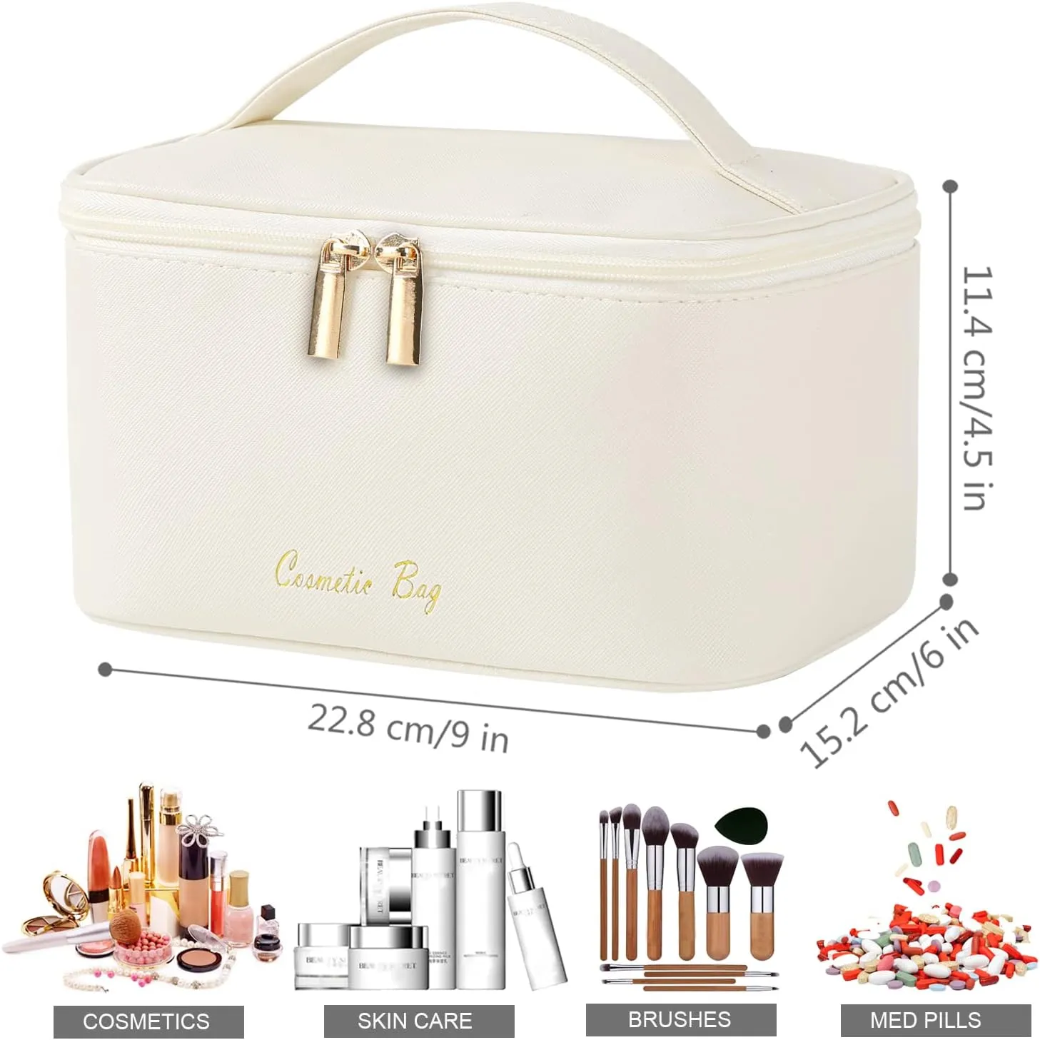 Meiyuuo Makeup Bag Cosmetic Bags for Women Ladies Zipper Pouch Makeup Organizer PU Leather Waterproof