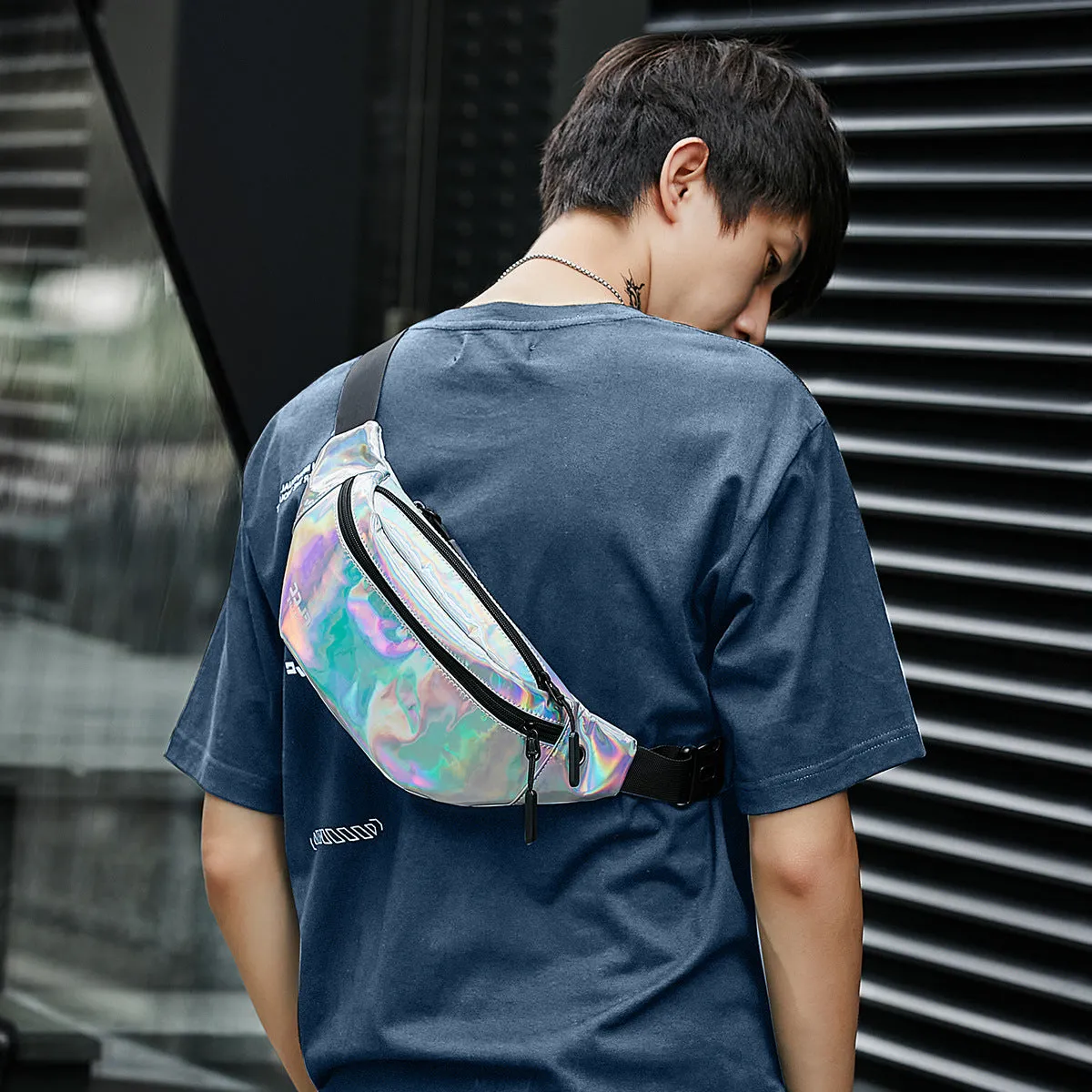 Men's Laser Chest Bag Crossbody Bag Waist Bag Ins