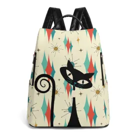 Mid Century Atomic Cat Franciscan Design,  Mid Mod  Travel Daypack Anti-theft Backpack