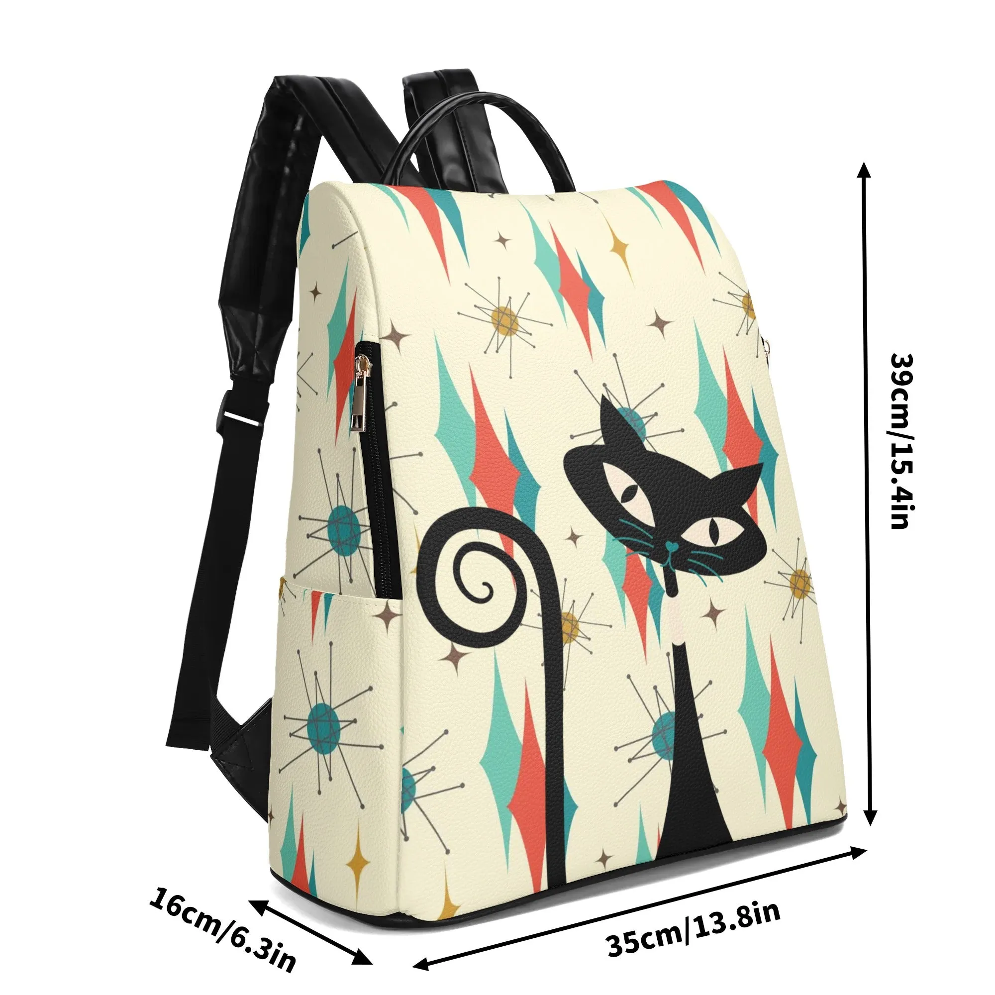 Mid Century Atomic Cat Franciscan Design,  Mid Mod  Travel Daypack Anti-theft Backpack