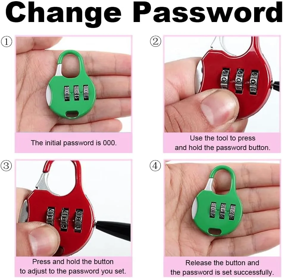 Mini Combination Lock Security Padlock 3 Digit Code Locks Colorful Lockers Number Locks for Suitcases Luggage and Briefcases Purple, 50*35*12mm/1.97*1.38*0.47in