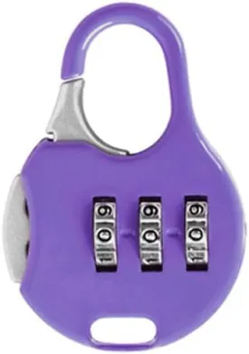 Mini Combination Lock Security Padlock 3 Digit Code Locks Colorful Lockers Number Locks for Suitcases Luggage and Briefcases Purple, 50*35*12mm/1.97*1.38*0.47in