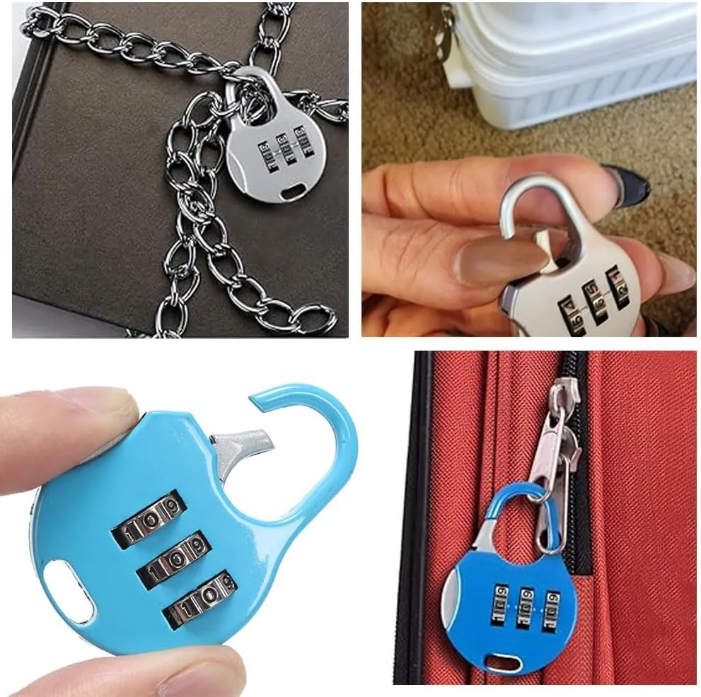Mini Combination Lock Security Padlock 3 Digit Code Locks Colorful Lockers Number Locks for Suitcases Luggage and Briefcases Purple, 50*35*12mm/1.97*1.38*0.47in