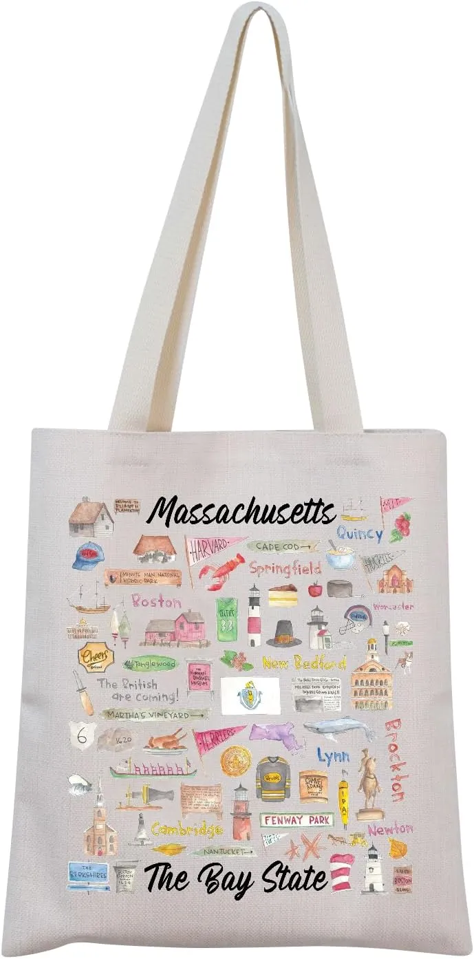 MINIGIU Massachusetts Trip Tote Bag - Welcome to Massachusetts