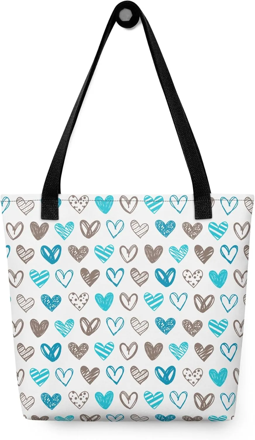 Monochrome Love Heart Tote Bag  Durable & Stylish Black & White Everyday Carryall