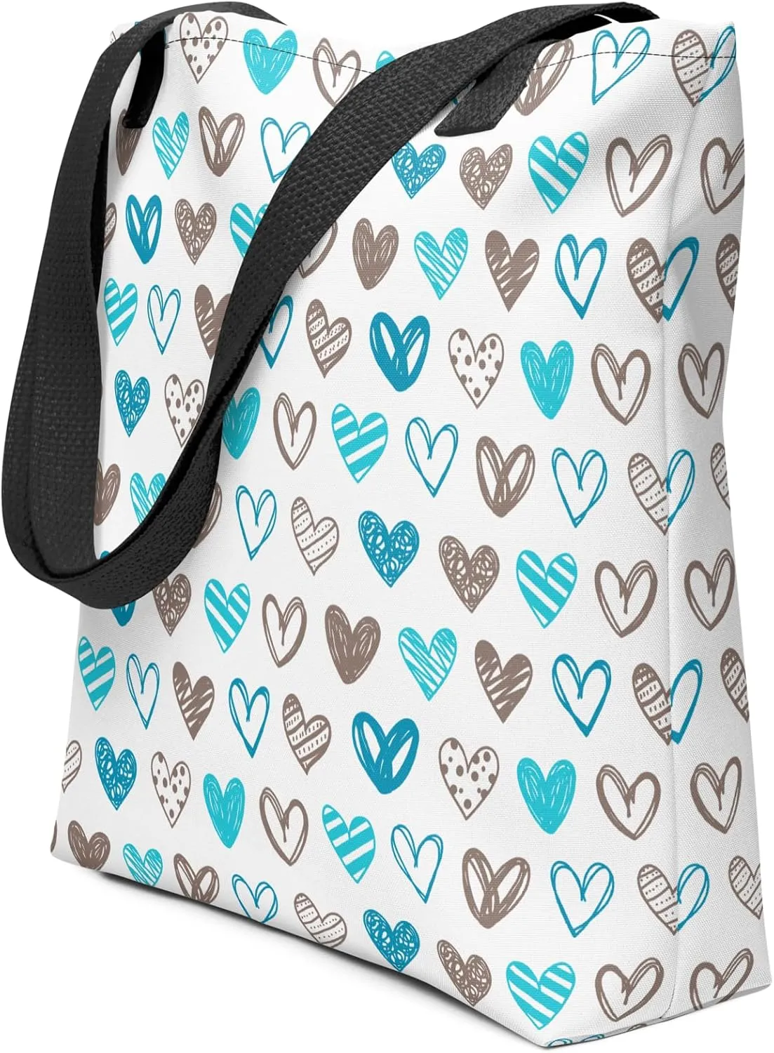 Monochrome Love Heart Tote Bag  Durable & Stylish Black & White Everyday Carryall