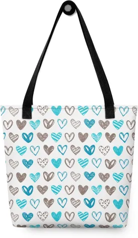 Monochrome Love Heart Tote Bag  Durable & Stylish Black & White Everyday Carryall
