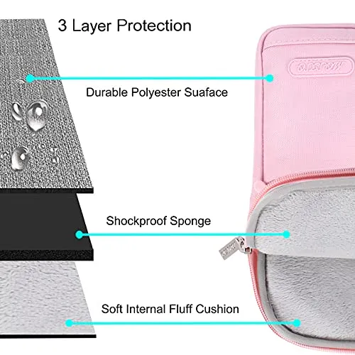 MOSISO Laptop Shoulder Bag Compatible with MacBook Pro/Air 13 inch, 13-13.3 inch Notebook Computer, Polyester Flapover Briefcase Sleeve Case, Pink