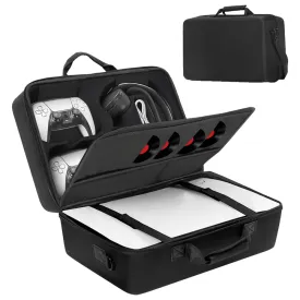Myecovie Carrying Case for PS5, Hard Shell Travel Case for PS5 Disc&Digital Edition, Protective Storage Bag for Playstation 5, DualSense Controllers, Headset, Base and Game Accessories
