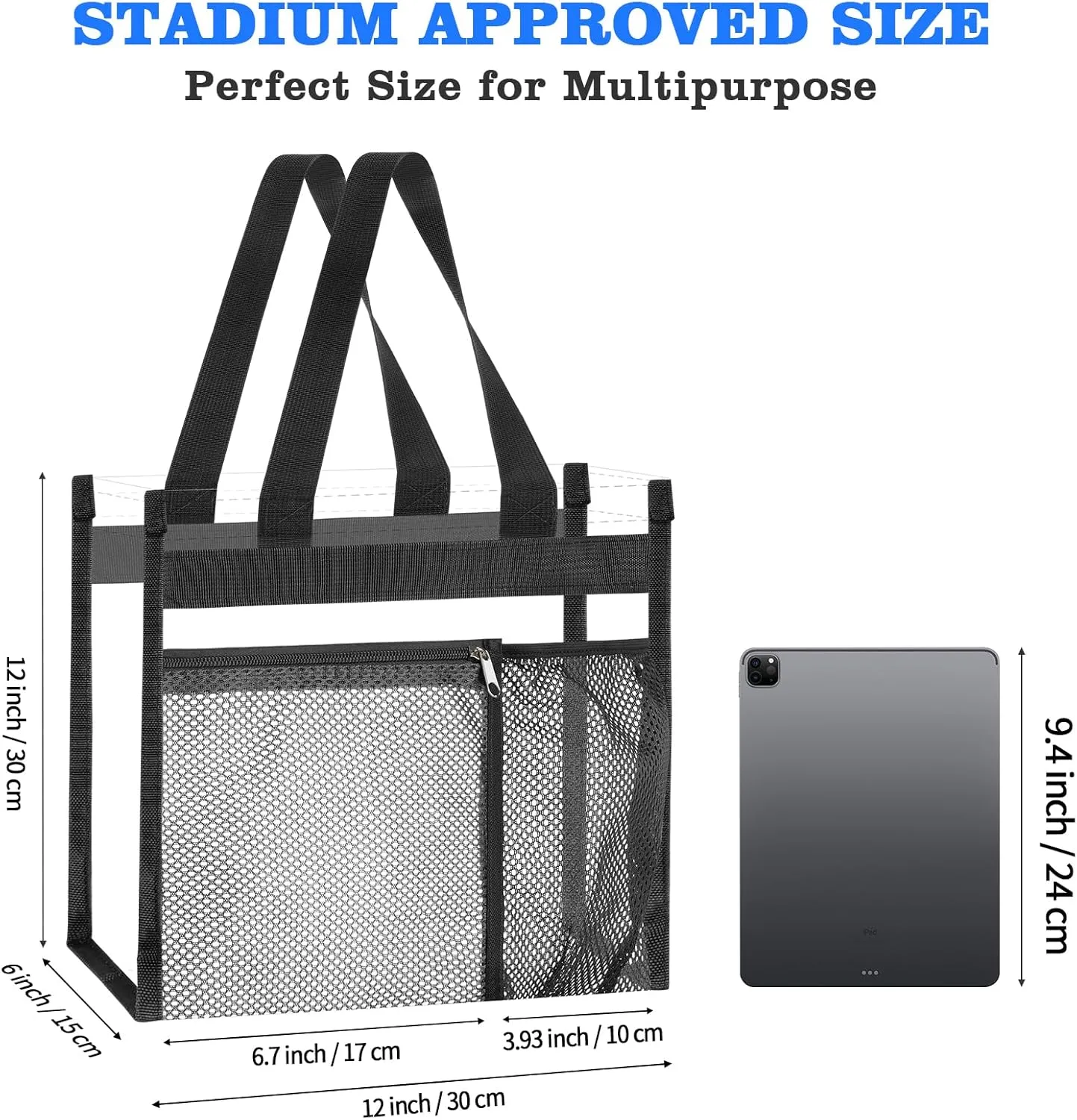 NATURAL STYLE 2-PACK Clear Bag Stadium Approved, Multifunction Clear Tote Bag for Travel Festival Work Concerts