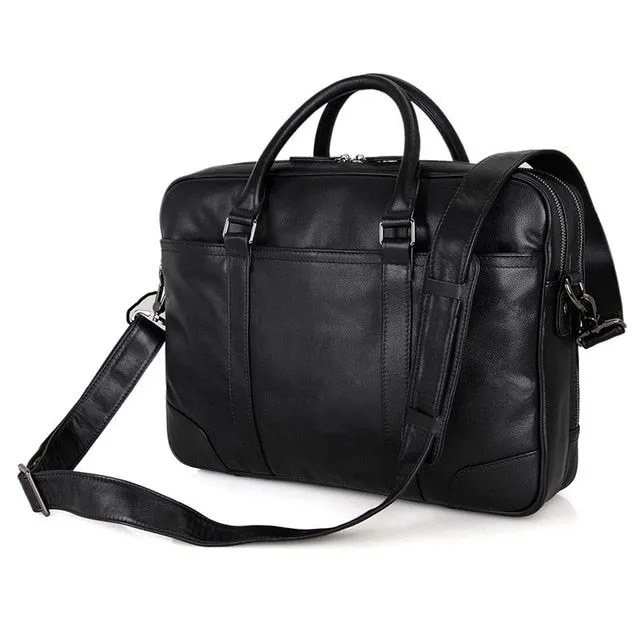 Nesitu High Quality Black Brown Genuine Leather Men Bags