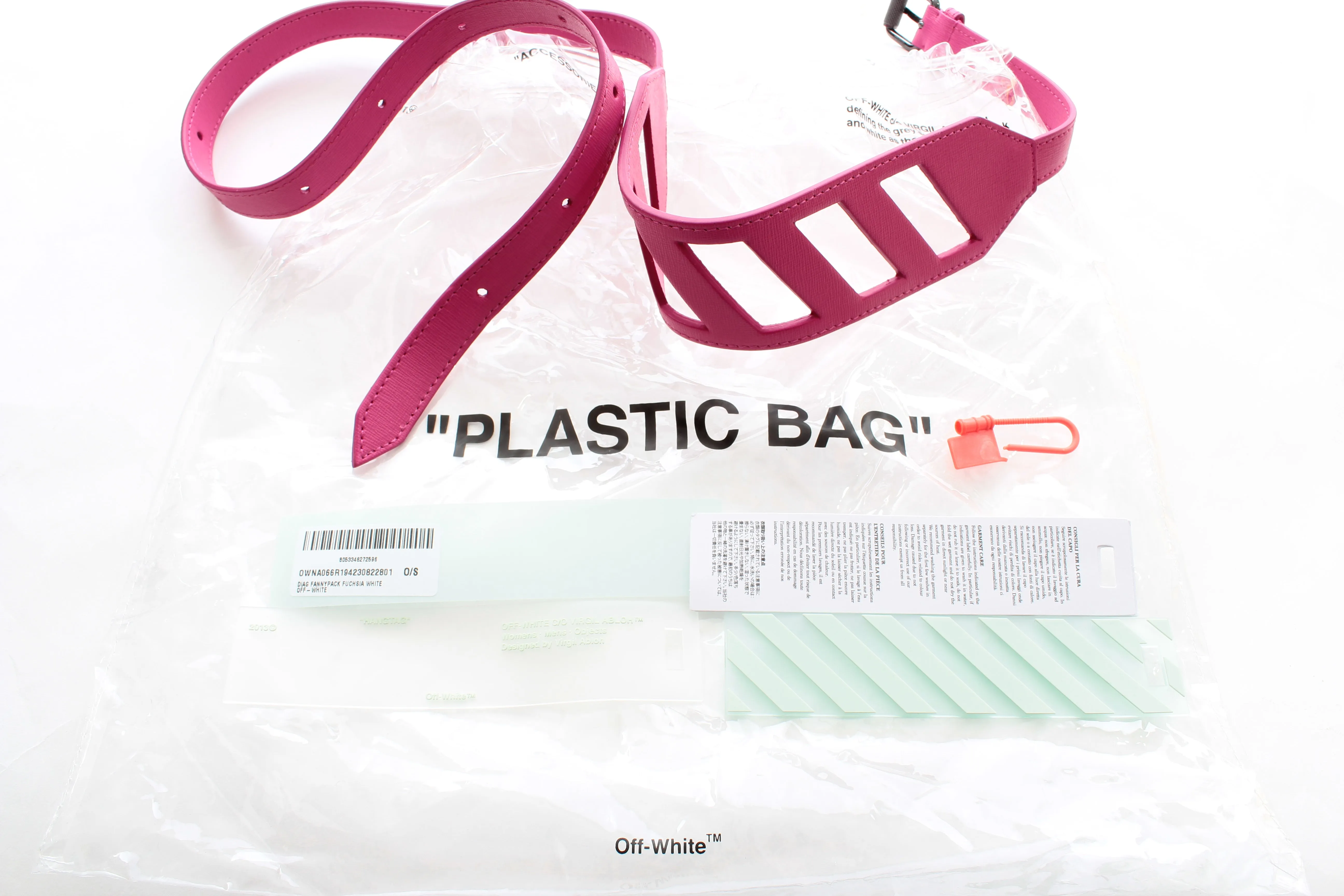 Off-White Diagonal Striped Leather Shoulder and Belt Bag
