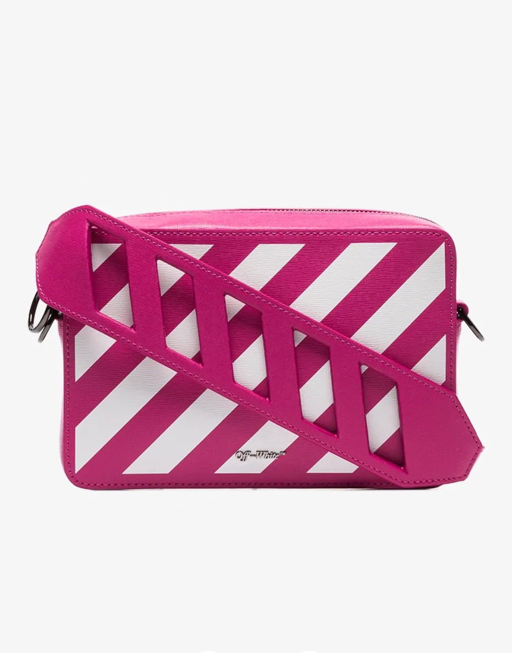 Off-White Diagonal Striped Leather Shoulder and Belt Bag