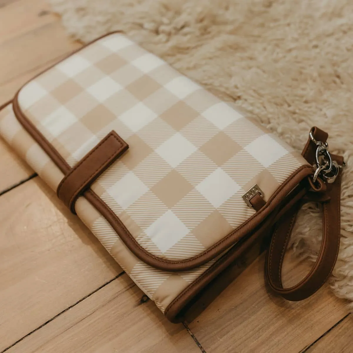 OiOi Change Mat Clutch - Gingham/Beige