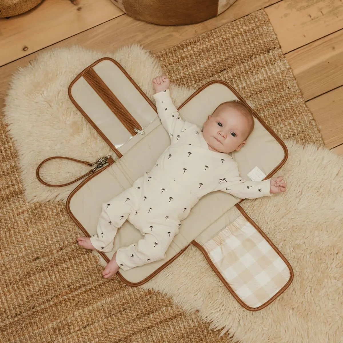 OiOi Change Mat Clutch - Gingham/Beige