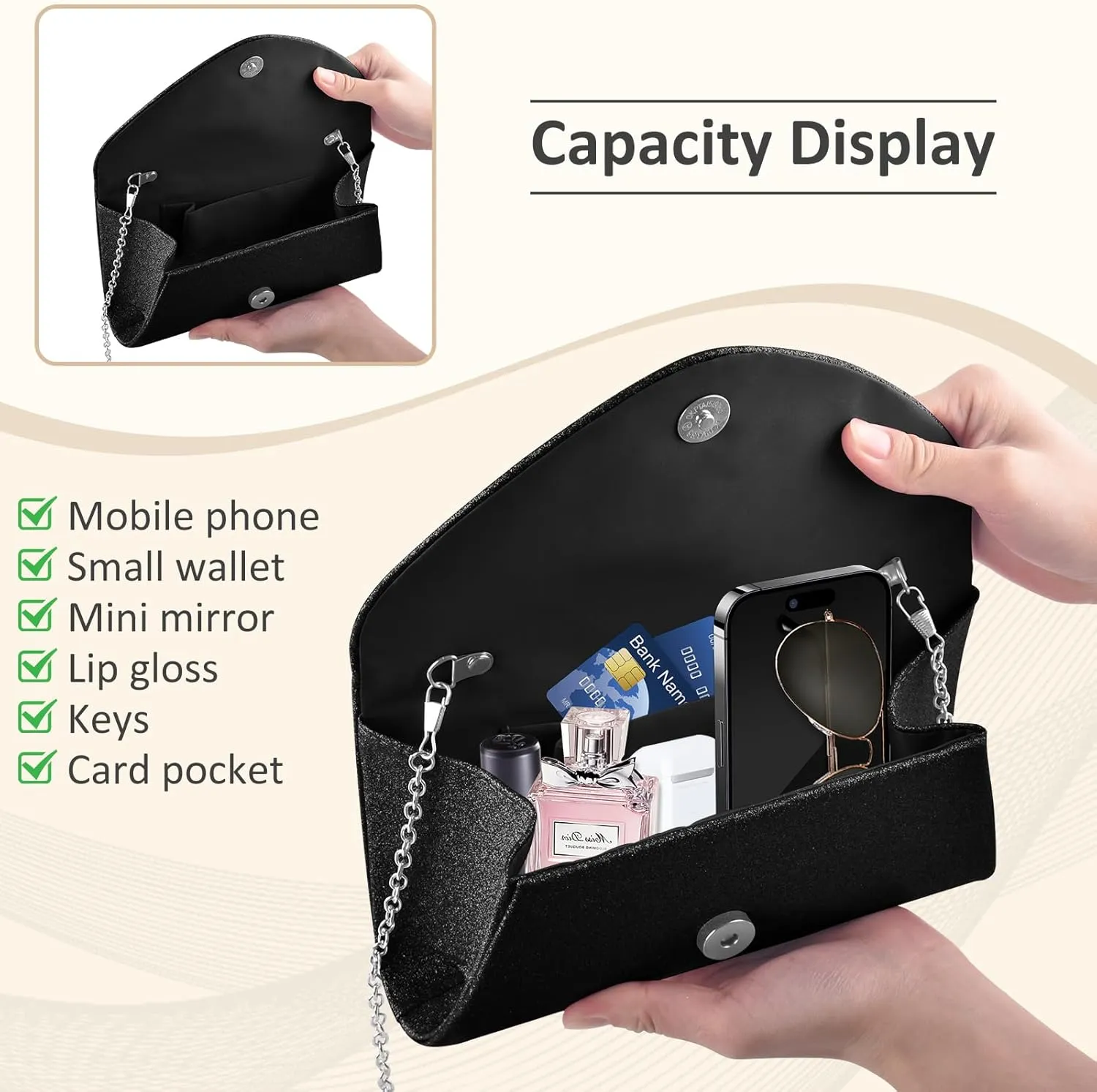 PACETAP Clutch Purses for Women, Handbags with Chain for Women Formal, Evening Bag for Wedding Party Cocktail Prom Dinner