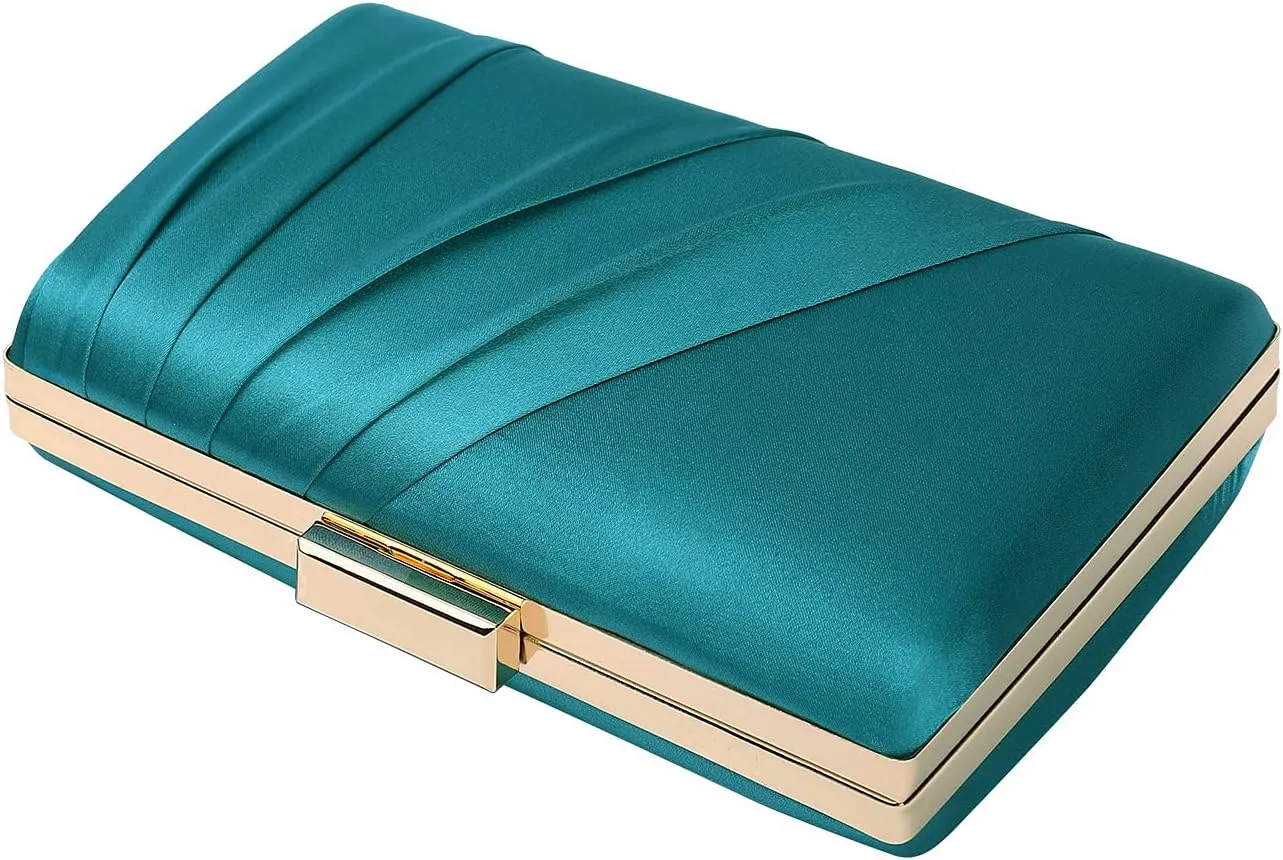 Pleated Satin Clutch Purse For Women Wedding Bridal Clutch Bag Prom Party Clutch