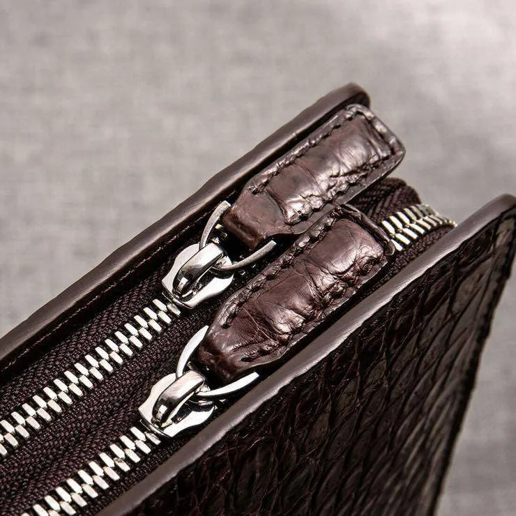 Preorder Mens Crocodile Leather Briefcase Laptop Computer Handbag Brown