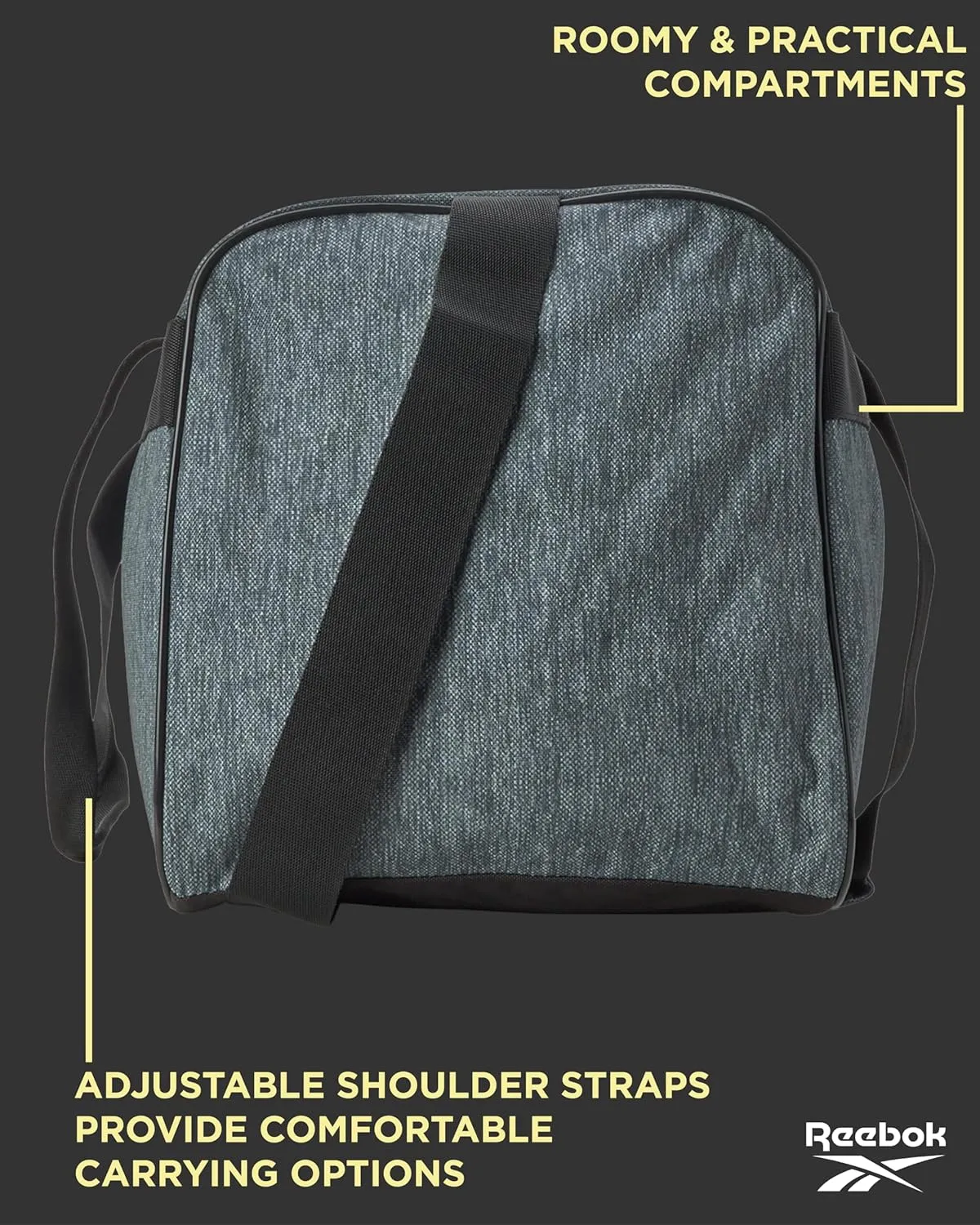 Reebok Duffle Bag - Carry On Gym Bag for Workout and Travel Duffel Bags - Small Size Overnight Bags for Women and Men, Size Small, Warrior II Light Grey