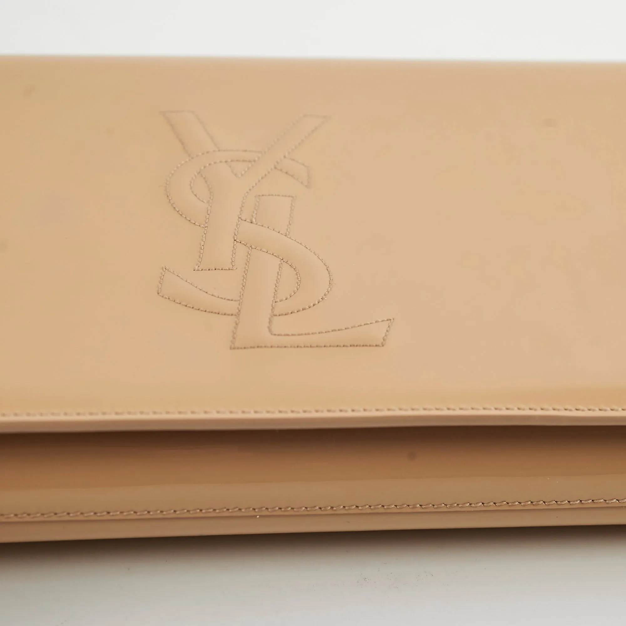 Saint Laurent Clutch Large Patent Clutch Beige