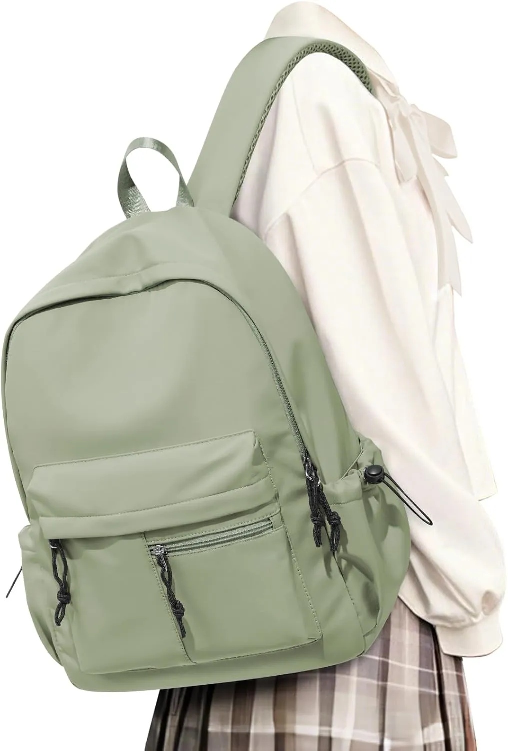 School Backpack for Girls Boys Bookbag Cute Aesthetic College Backpack Women Middle High School Teen Students Book Bag Lightweight Gym Work Laptop Casual Daypack Backpacks Men Green