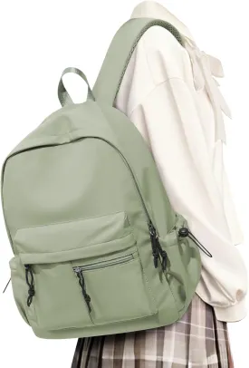 School Backpack for Girls Boys Bookbag Cute Aesthetic College Backpack Women Middle High School Teen Students Book Bag Lightweight Gym Work Laptop Casual Daypack Backpacks Men Green
