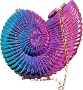 Shell Purse Hard Acrylic Clutch Purse Conch Shell Shape Metallic Shoulder Crossbody Evening Bag Trendy Seashell Bags