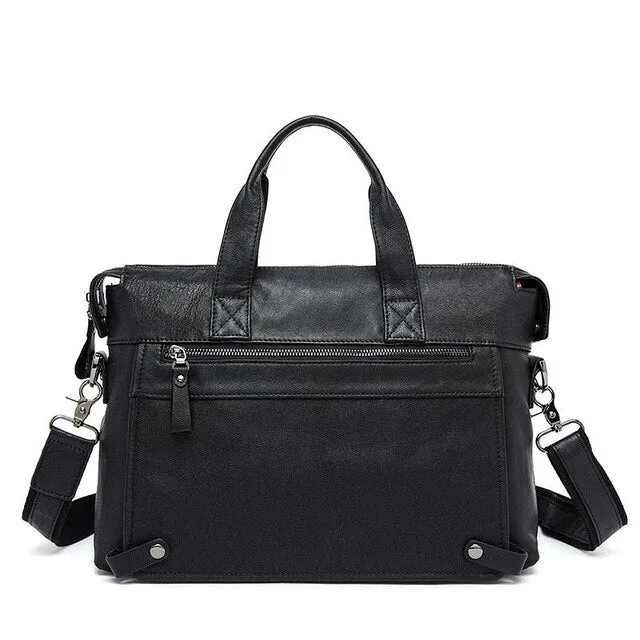 Sidiou Group Leather handbag bag Men Travel for Laptop Briefcase Male Crossbody Hand Backpack