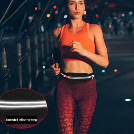 Slim Adjustable Running Belt Waist Pack, Reflective Runners Belt Jogging Pocket Belt,Waist Pack Bag for Hiking Cycling Workout,Holds All iPhone Models,Pink
