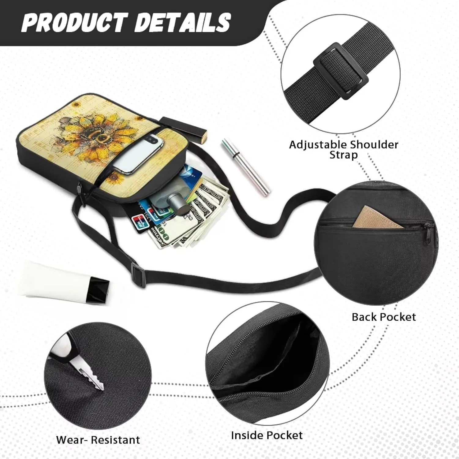 Suobstales Crossbody Bag Sling Purse for Women Men Mini Shoulder Bag Messenger Bag Fanny Back Pack Travel Passport Wallet Bag