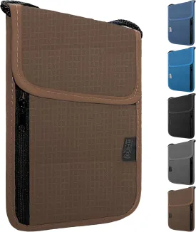 Travel Neck Wallet with RFID Blocking  Passport Holder Organizer Neck Pouch  Portable Easy to Conceal Travel Pouch (Brown)
