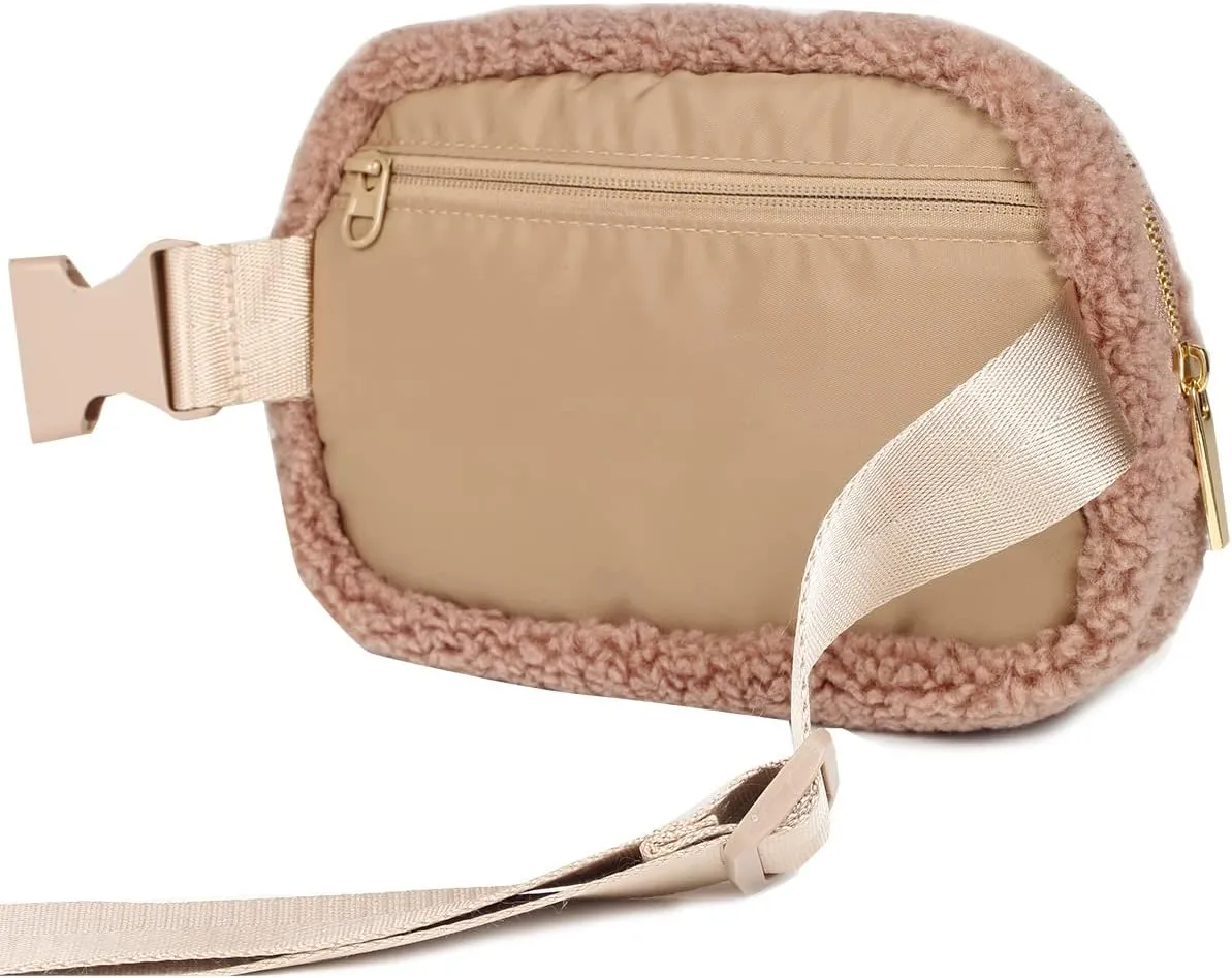 UOQAPRE Unisex Fanny Pack with Adjustable Strap Belt Bag for Women and Men, Fleece Mini Waist Pouch Travel Hiking Running