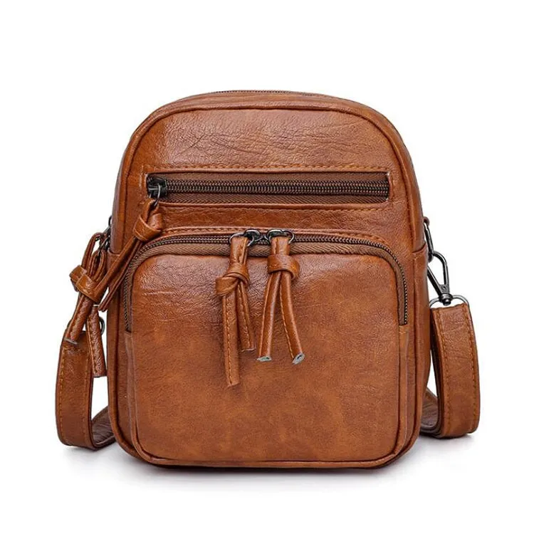 Vintage Soft Leather Women's Shoulder Bag with Double Compartments
